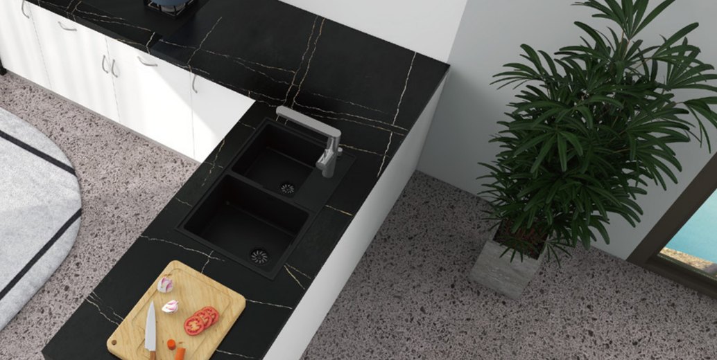 Nero Dorato - tấm đá quartz Sinostone - ảnh 1